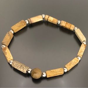 Picture Jasper Bracelet Rectangular beads Stretchable Bracelet